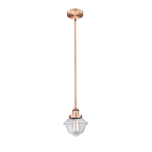 Innovations Oxford 7.25in 1-Light Mini Pendant | Traditional Antique Copper and Clear Glass | Kitchen Island & Dining Room | 7.25 | Model 616-1SH-AC-G532