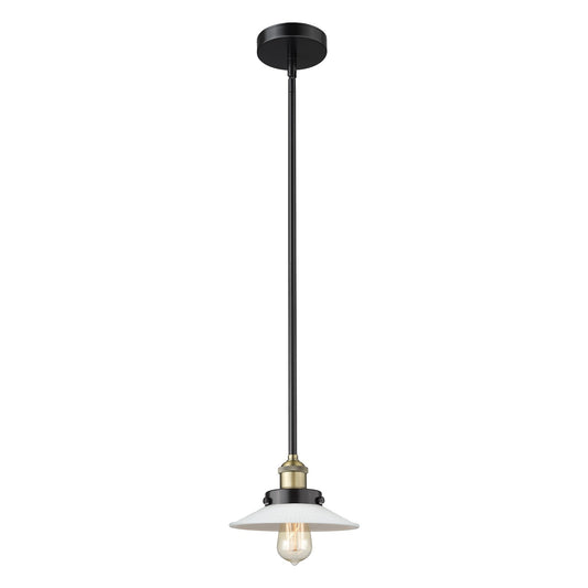 Innovations Halophane 9in 1-Light Mini Pendant | Industrial Black Antique Brass and Matte White Glass | Kitchen Island & Dining | Model 616-1SH-BAB-G1