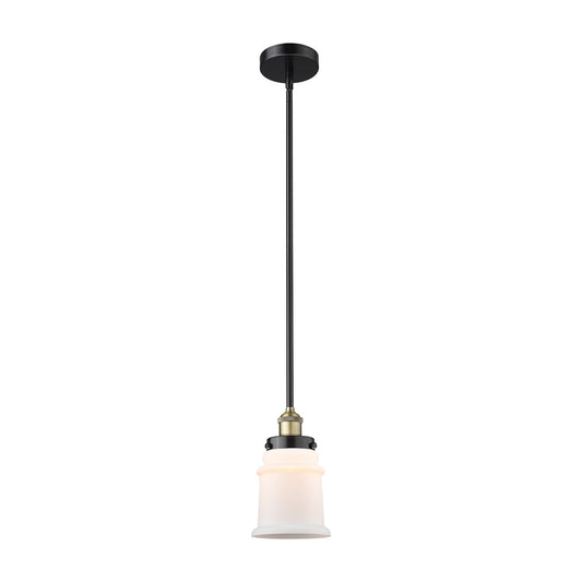 Innovations Canton 6in 1-Light Mini Pendant | Industrial Farmhouse Black Antique Brass Steel and Matte White Frosted Glass | Model 616-1SH-BAB-G181