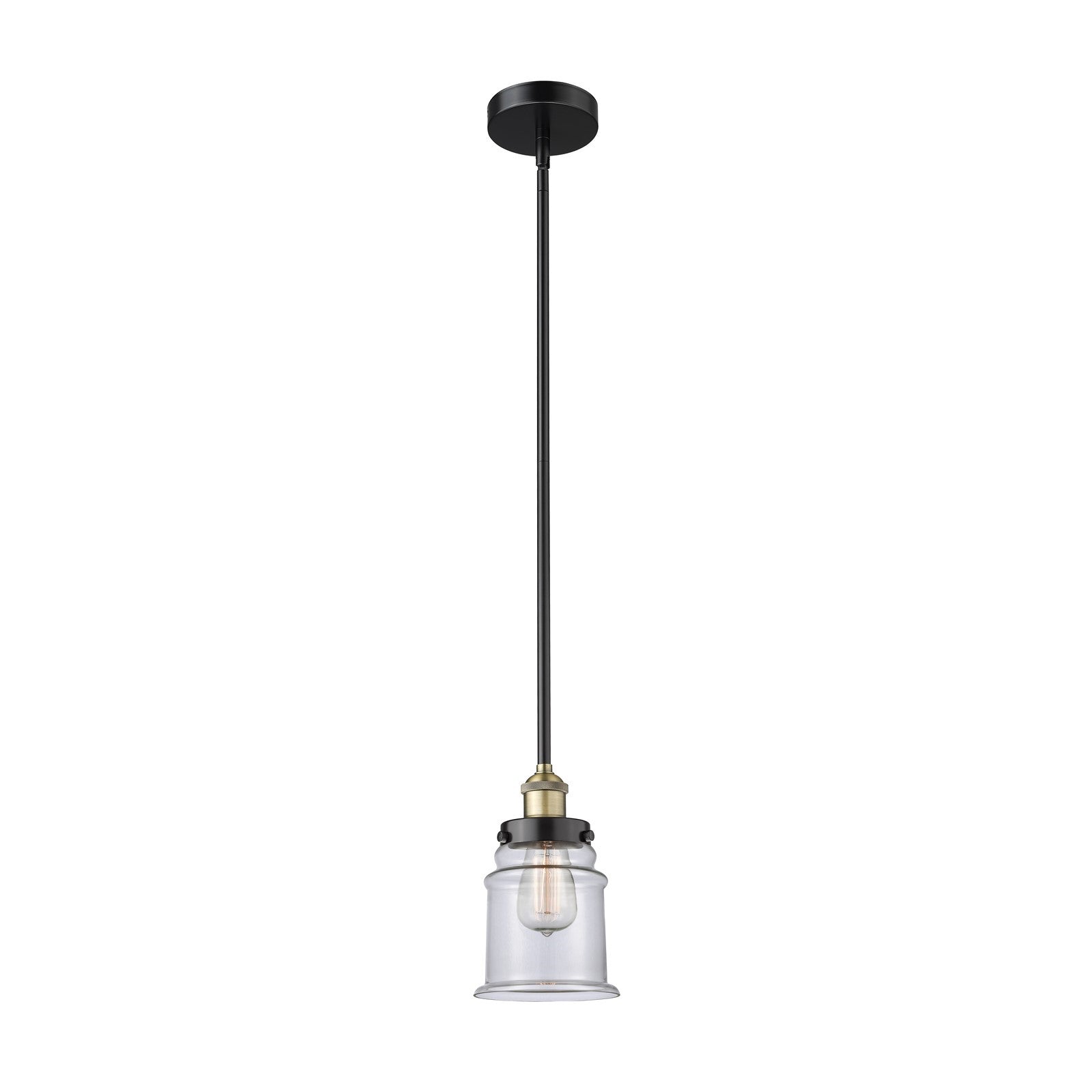 Innovations Canton 6in 1-Light Mini Pendant | Industrial Black Antique Brass Steel and Clear Glass | Kitchen Island & Dining Room | Model 616-1SH-BAB-G182