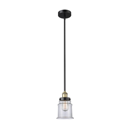Innovations Canton 6in 1-Light Mini Pendant | Industrial Black Antique Brass Steel and Clear Glass | Kitchen Island & Dining Room | Model 616-1SH-BAB-G182