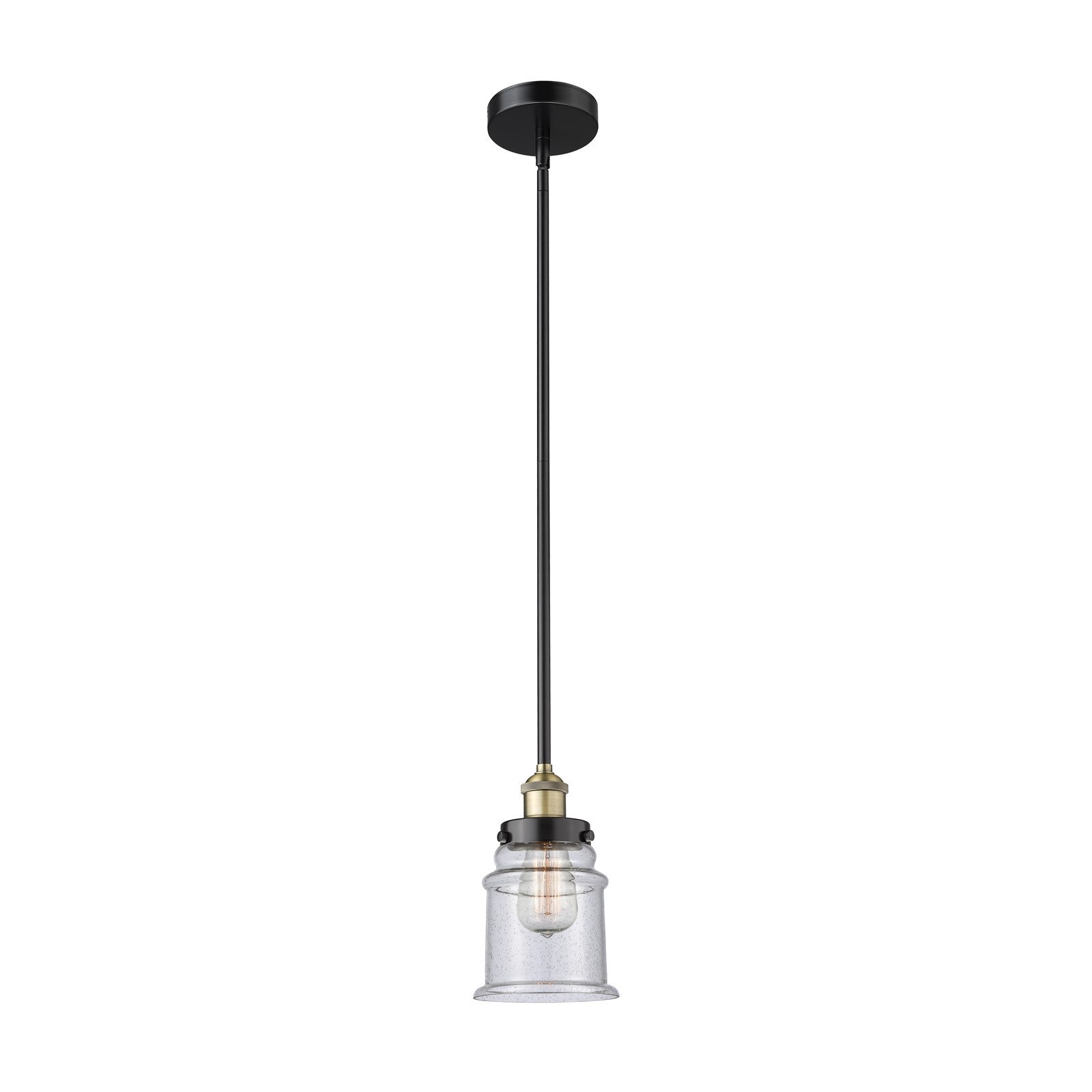 Innovations Canton 6in 1-Light Mini Pendant | Industrial Black Antique Brass Steel and Seedy Glass | Kitchen Island & Dining Room | Model 616-1SH-BAB-G184