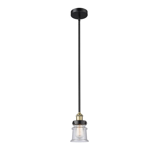 Innovations Canton 5.25in 1-Light Mini Pendant | Industrial Black Antique Brass and Seedy Glass | Kitchen Island & Dining Room | Model 616-1SH-BAB-G184S