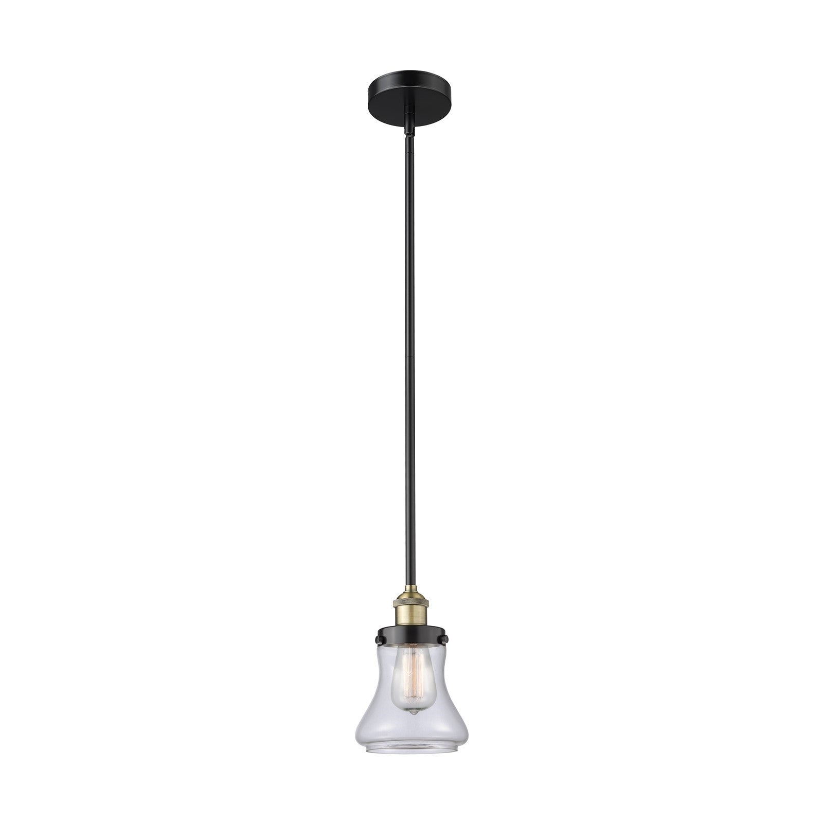 Innovations Bellmont 1-Light Mini Pendant | Industrial Farmhouse Black Antique Brass and Clear Glass | Kitchen Island & Dining | Model 616-1SH-BAB-G192
