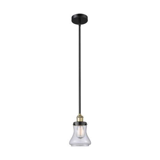 Innovations Bellmont 1-Light Mini Pendant | Industrial Farmhouse Black Antique Brass and Clear Glass | Kitchen Island & Dining | Model 616-1SH-BAB-G192