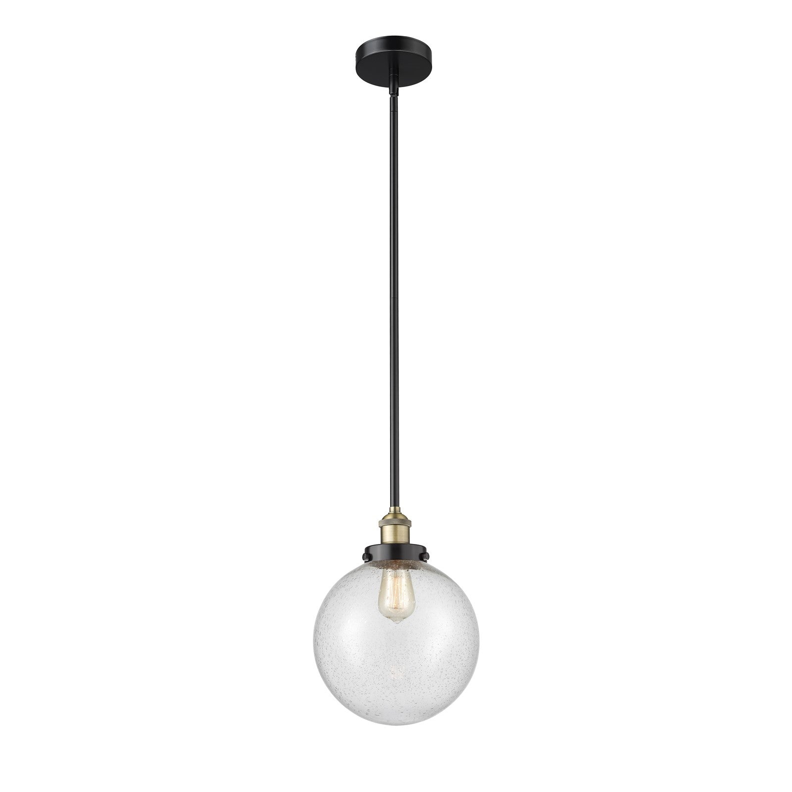 Innovations Beacon 10in 1-Light Mini Pendant | Industrial Black Antique Brass and Seedy Glass | Kitchen Island | 10 x 10 x 13 | Model 616-1SH-BAB-G204-10