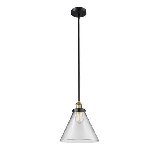 Innovations Cone 12in 1-Light Mini Pendant | Industrial Black Antique Brass and Clear Glass | Kitchen Island & Dining Room | 12 | Model 616-1SH-BAB-G42-L