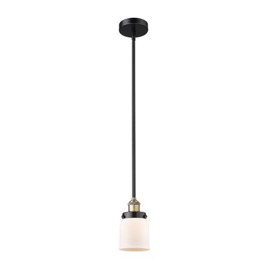 Innovations Bell 5in 1-Light Mini Pendant | Industrial Black Antique Brass and Matte White Frosted Glass | Kitchen Island & Dining | Model 616-1SH-BAB-G51