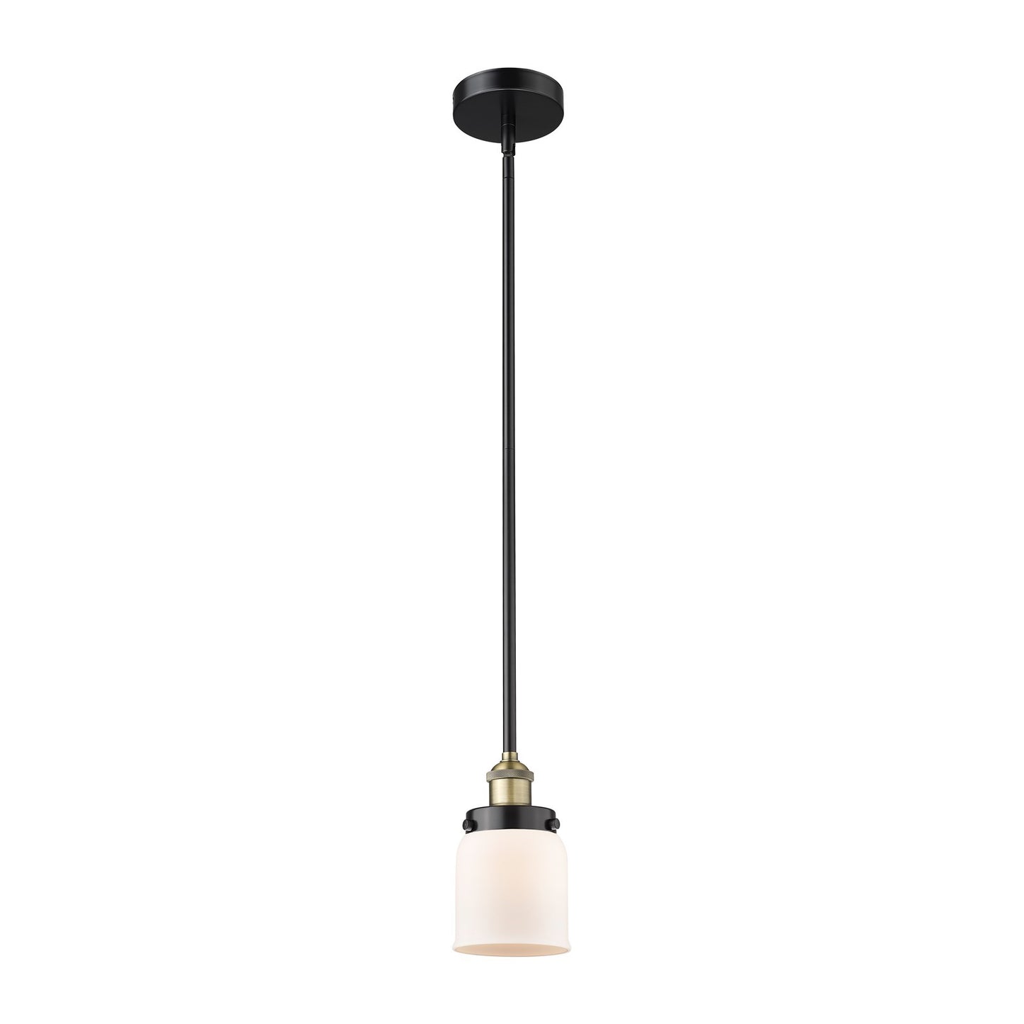 Innovations Bell 5in 1-Light Mini Pendant | Industrial Black Antique Brass and Matte White Frosted Glass | Kitchen Island & Dining | Model 616-1SH-BAB-G51