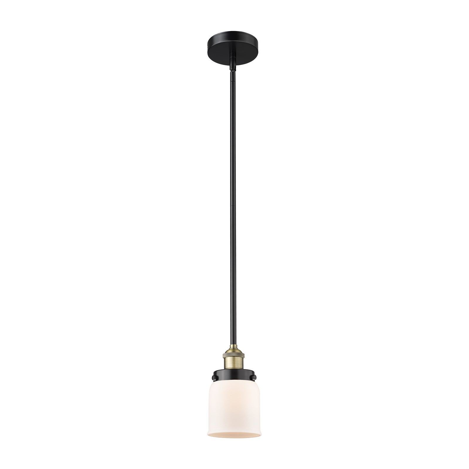 Innovations Bell 5in 1-Light Mini Pendant | Industrial Black Antique Brass and Matte White Frosted Glass | Kitchen Island & Dining | Model 616-1SH-BAB-G51