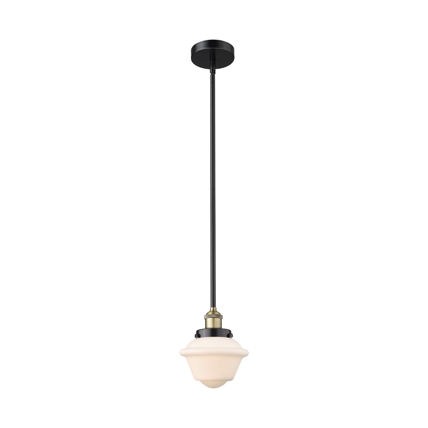 Innovations Oxford 7in 1-Light Mini Pendant | Traditional Black Antique Brass and Matte White Frosted Glass | Kitchen Island & | Model 616-1SH-BAB-G531