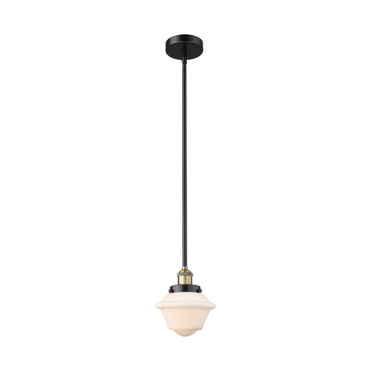Innovations Oxford 7in 1-Light Mini Pendant | Traditional Black Antique Brass and Matte White Frosted Glass | Kitchen Island & | Model 616-1SH-BAB-G531