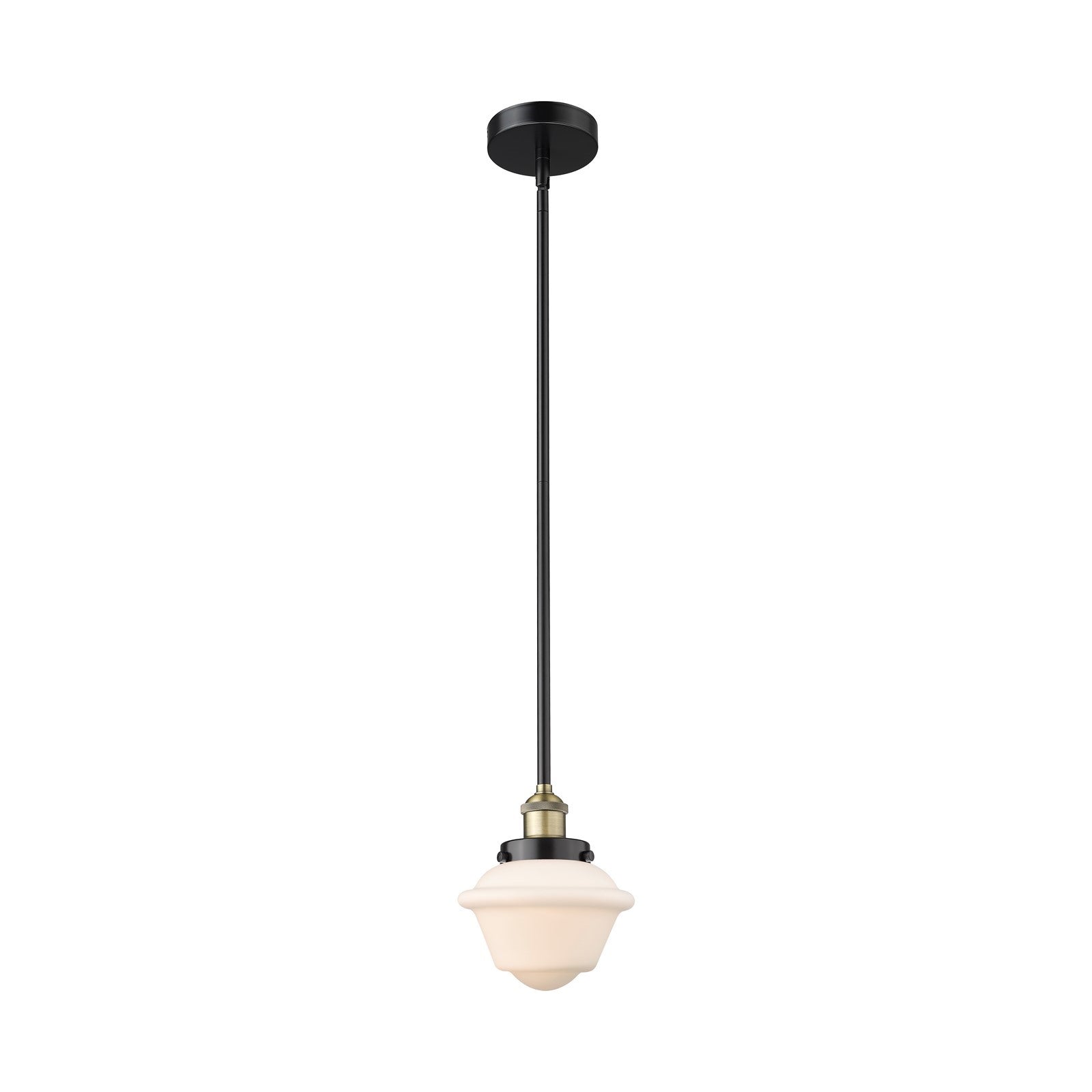 Innovations Oxford 7in 1-Light Mini Pendant | Traditional Black Antique Brass and Matte White Frosted Glass | Kitchen Island & | Model 616-1SH-BAB-G531