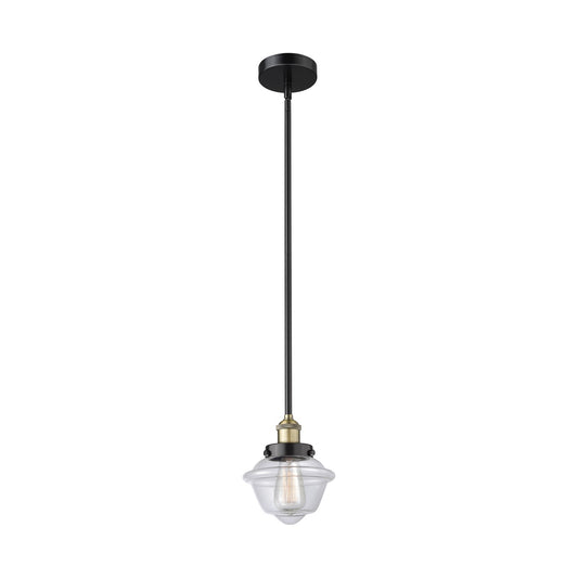 Innovations Oxford 7in 1-Light Mini Pendant | Traditional Black Antique Brass Steel and Clear Glass | Kitchen Island & Dining | Model 616-1SH-BAB-G532