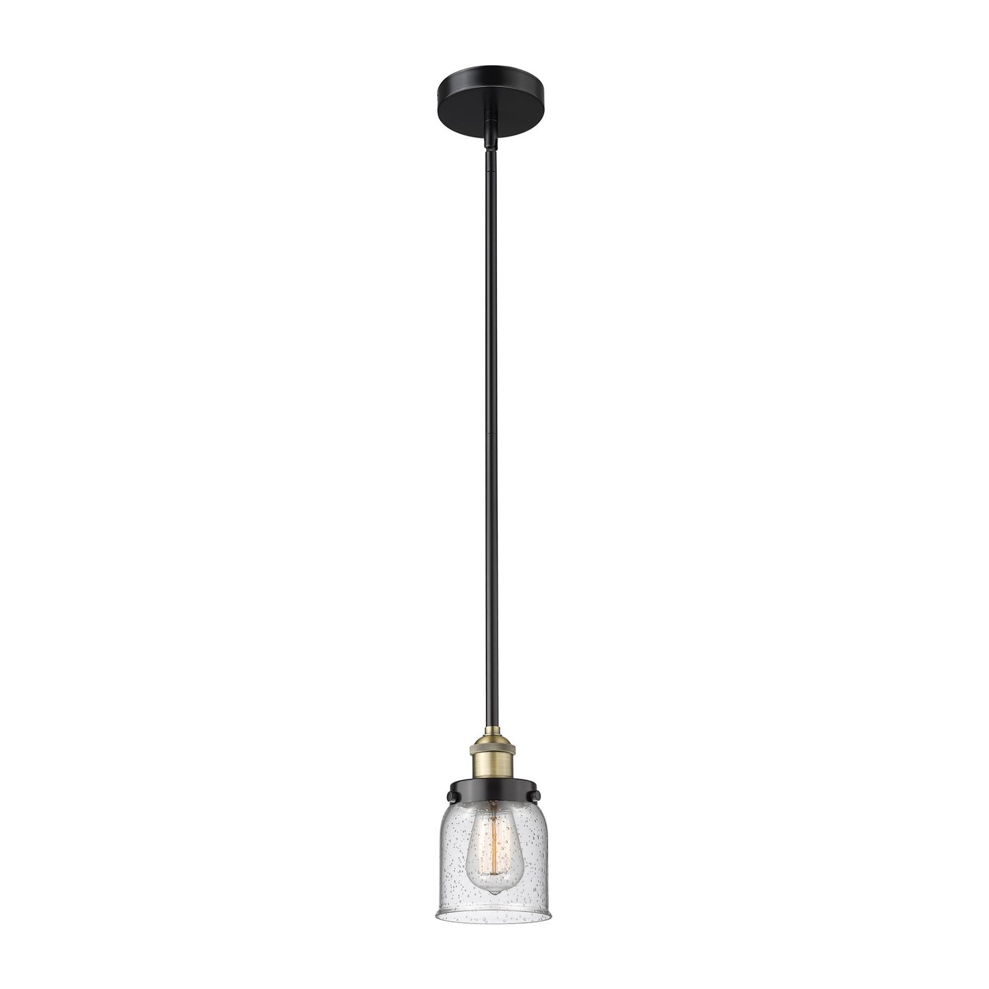 Innovations Bell 5in 1-Light Mini Pendant | Industrial Black Antique Brass and Seedy Glass | Kitchen Island & Dining Room | 5 x 5 | Model 616-1SH-BAB-G54