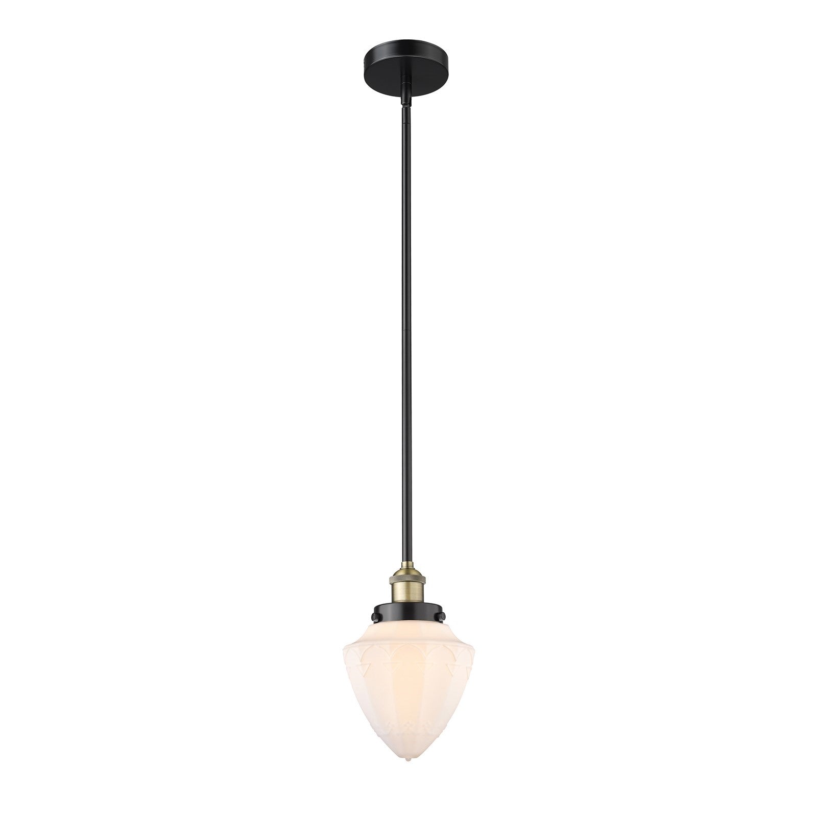 Innovations Bullet 7in 1-Light Mini Pendant | Traditional Art Deco Black Antique Brass and Matte White Frosted Glass | Kitchen | Model 616-1SH-BAB-G661-7