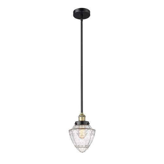 Innovations Bullet 7in 1-Light Mini Pendant | Traditional Art Deco Black Antique Brass Steel and Seedy Glass | Kitchen Island & | Model 616-1SH-BAB-G664-7