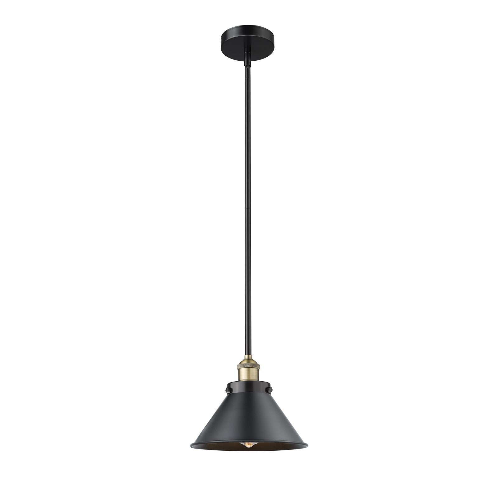Innovations Briarcliff 10in 1-Light Mini Pendant | Traditional Industrial Black Antique Brass and Matte Black Metal Shade | Model 616-1SH-BAB-M10-BK