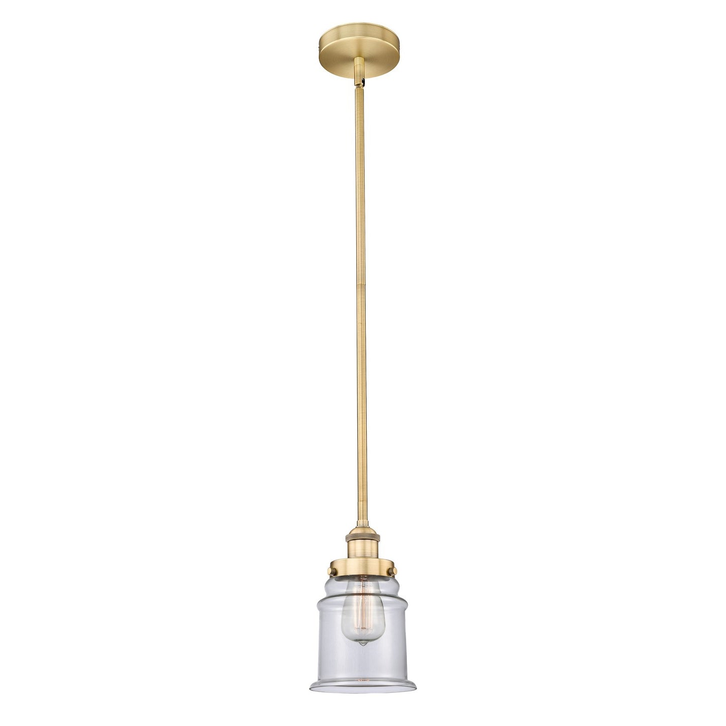 Innovations Canton 6in 1-Light Mini Pendant | Industrial Brushed Brass Steel and Clear Glass | Kitchen Island & Dining Room | 6 x | Model 616-1SH-BB-G182