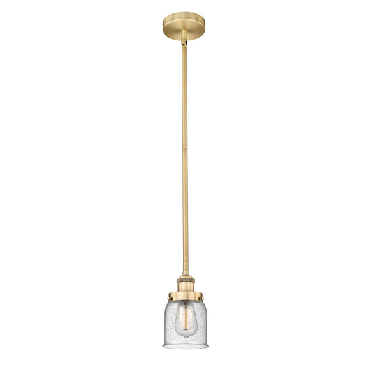 Innovations Bell 5in 1-Light Mini Pendant | Industrial Farmhouse Brushed Brass and Seedy Glass | Kitchen Island & Dining Room | 5 x | Model 616-1SH-BB-G54