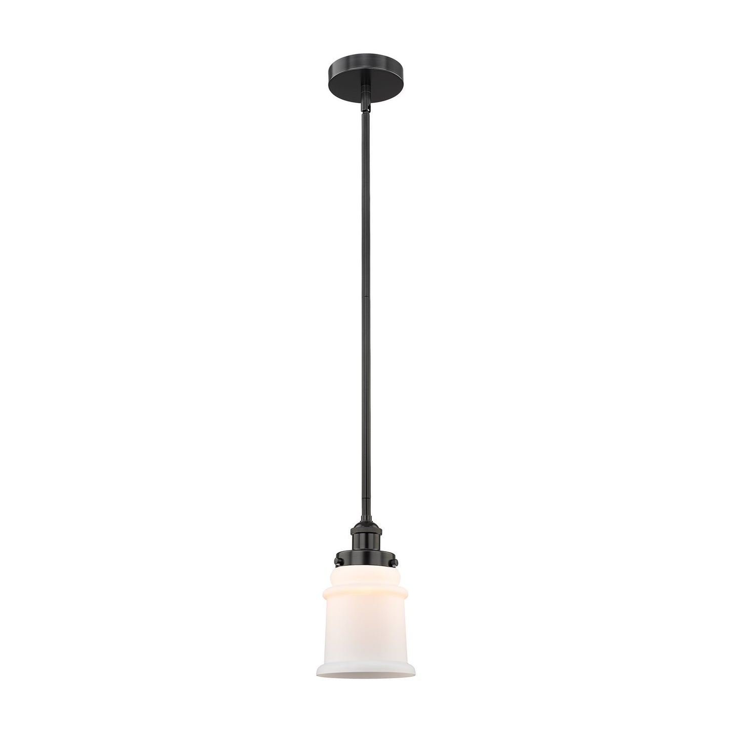 Innovations Canton 6in 1-Light Mini Pendant | Industrial Matte Black Steel and Matte White Frosted Glass | Kitchen Island & Dining | Model 616-1SH-BK-G181
