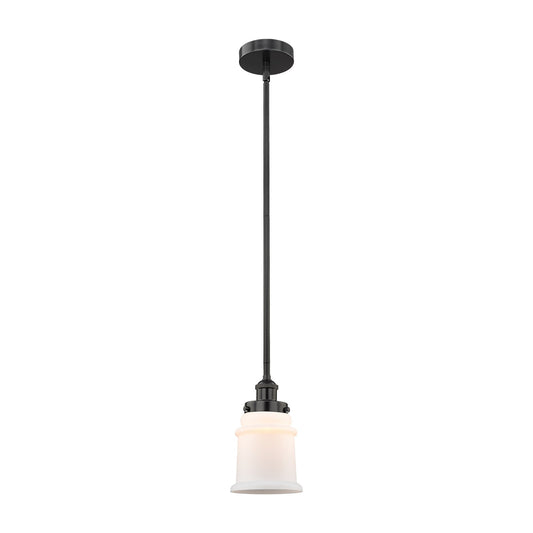 Innovations Canton 6in 1-Light Mini Pendant | Industrial Matte Black Steel and Matte White Frosted Glass | Kitchen Island & Dining | Model 616-1SH-BK-G181