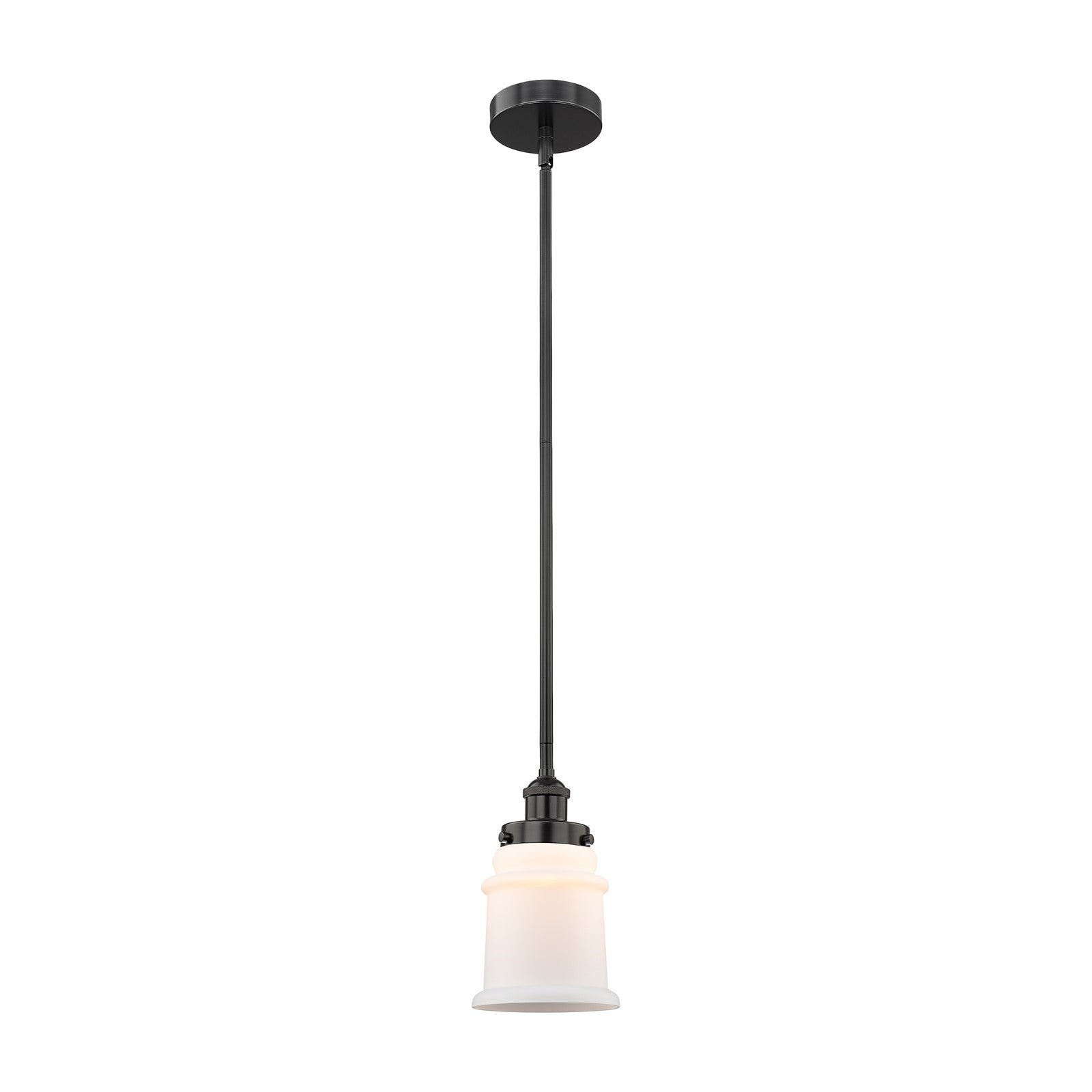 Innovations Canton 6in 1-Light Mini Pendant | Industrial Farmhouse Matte Black Steel and Matte White Frosted Glass | Kitchen | Model 616-1SH-BK-G181-LED