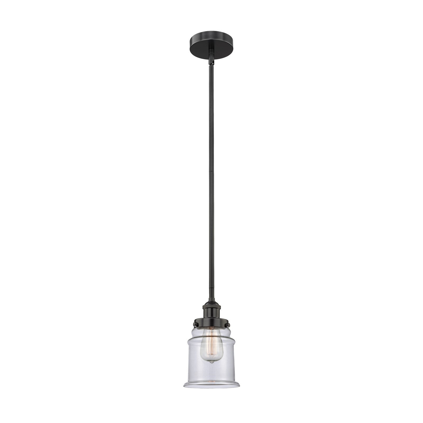 Innovations Canton 6in 1-Light Mini Pendant | Industrial Matte Black Steel and Clear Glass | Kitchen Island & Dining Room | 6 x 6 | Model 616-1SH-BK-G182