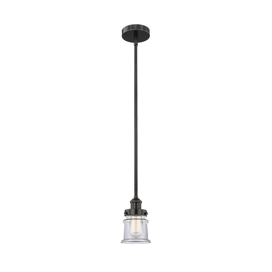 Innovations Canton 5.25in 1-Light Mini Pendant | Industrial Farmhouse Matte Black Steel and Clear Glass | Kitchen Island & Dining | Model 616-1SH-BK-G182S