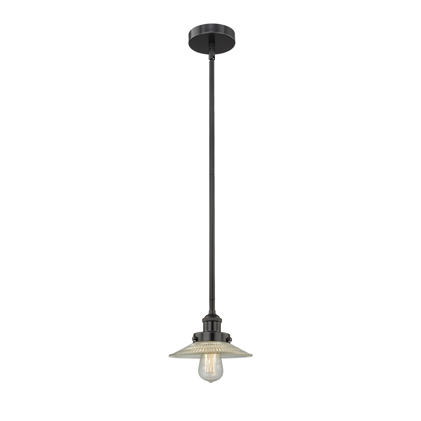 Innovations Halophane 9in 1-Light Mini Pendant | Industrial Matte Black Steel and Clear Glass | Kitchen Island & Dining Room | 9 | Model 616-1SH-BK-G2-LED