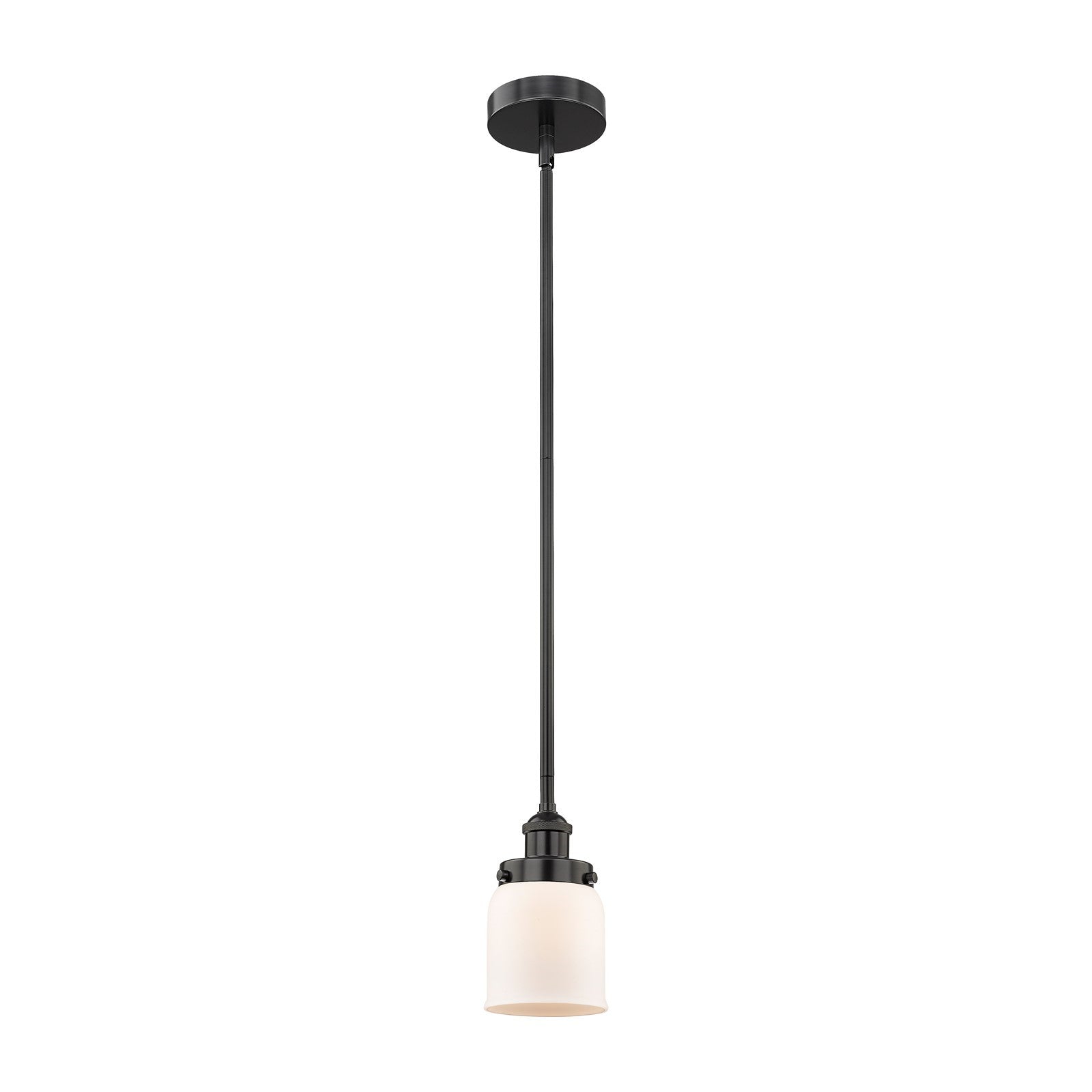 Innovations Bell 5in 1-Light Mini Pendant | Industrial Matte Black Steel and Matte White Frosted Glass | Kitchen Island & | Model 616-1SH-BK-G51-LED