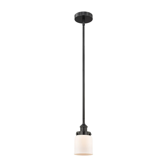 Innovations Bell 5in 1-Light Mini Pendant | Industrial Matte Black Steel and Matte White Frosted Glass | Kitchen Island & | Model 616-1SH-BK-G51-LED