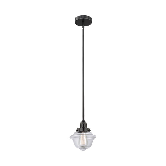 Innovations Oxford 7in 1-Light Mini Pendant | Traditional Matte Black Steel and Clear Glass | Kitchen Island & Dining Room | 7.25 | Model 616-1SH-BK-G532
