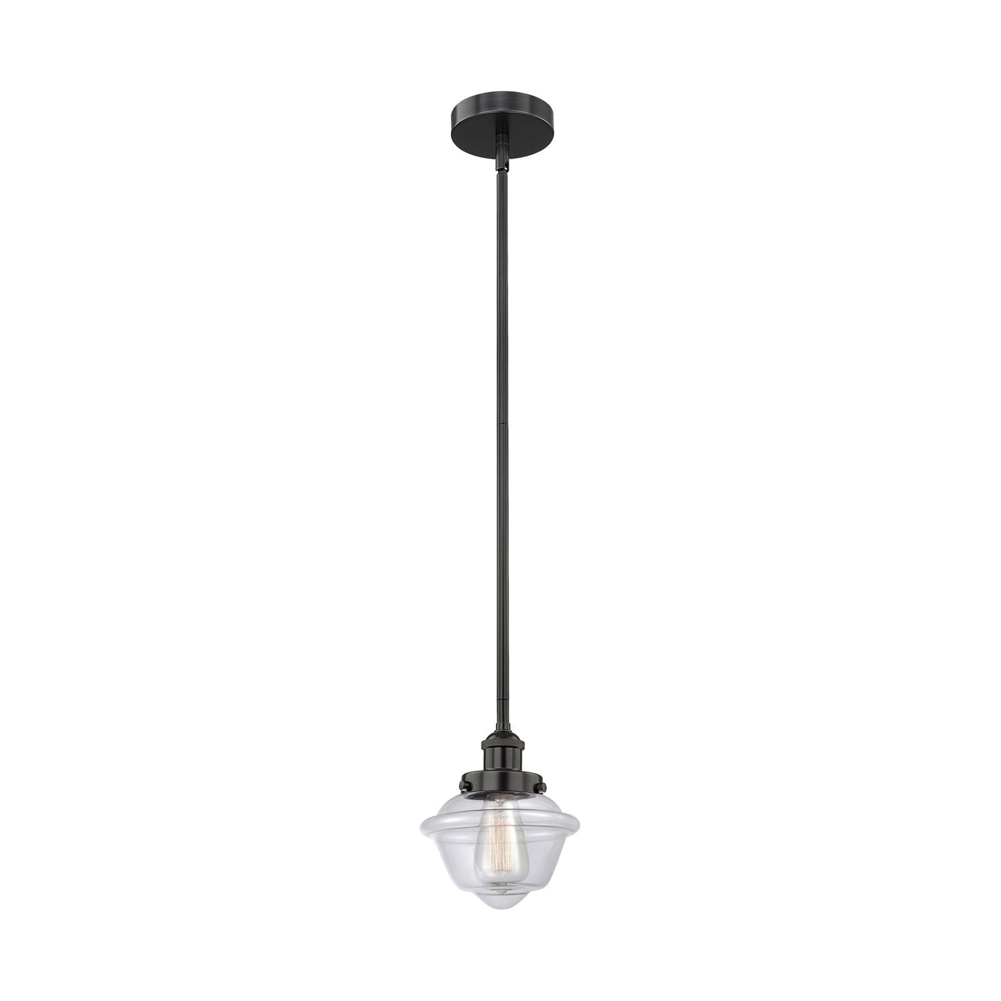 Innovations Oxford 7in 1-Light Mini Pendant | Traditional Matte Black Steel and Clear Glass | Kitchen Island & Dining Room | 7.25 | Model 616-1SH-BK-G532