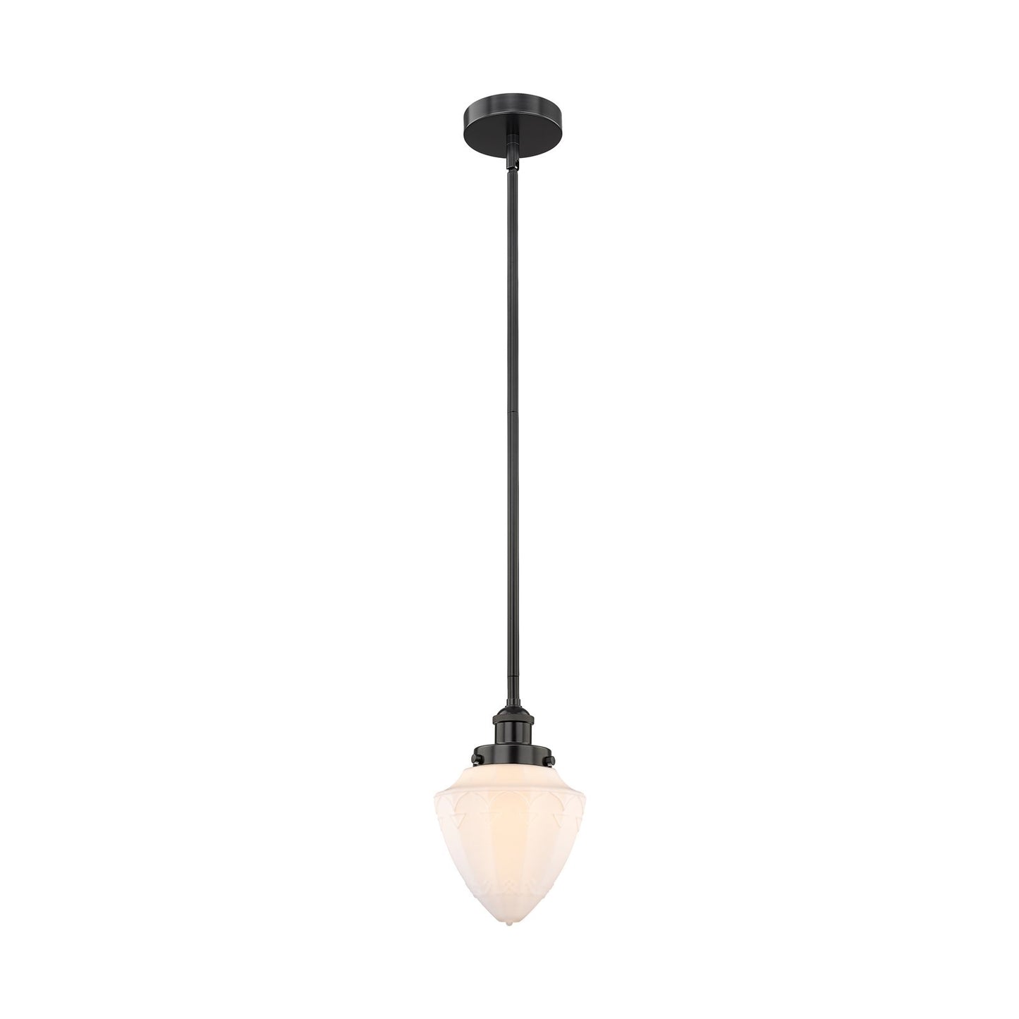 Innovations Bullet 7in 1-Light Mini Pendant | Industrial Matte Black Steel and Matte White Frosted Glass | Kitchen Island & | Model 616-1SH-BK-G661-7-LED