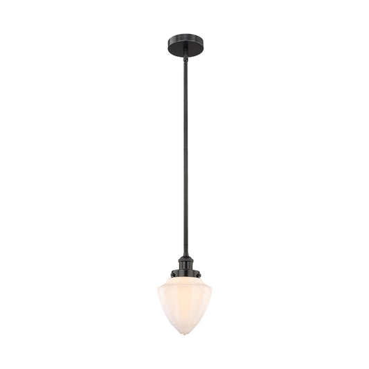 Innovations Bullet 7in 1-Light Mini Pendant | Industrial Matte Black Steel and Matte White Frosted Glass | Kitchen Island & | Model 616-1SH-BK-G661-7-LED