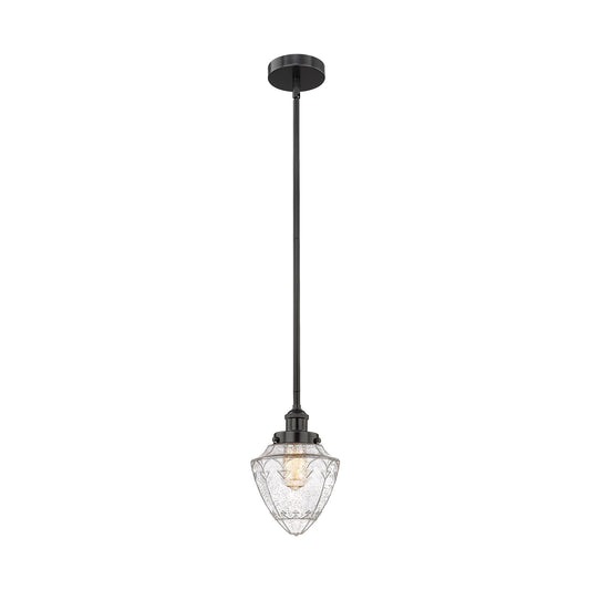 Innovations Bullet 7in 1-Light Mini Pendant | Industrial Matte Black Steel and Seedy Glass | Kitchen Island & Dining Room | Model 616-1SH-BK-G664-7-LED