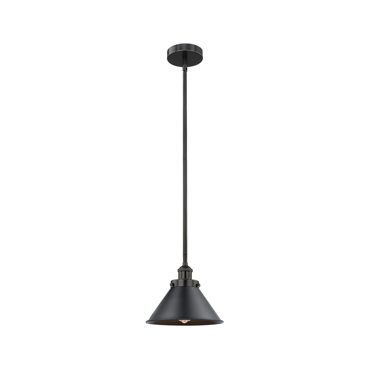 Innovations Briarcliff 10in 1-Light Mini Pendant | Industrial Matte Black Steel and Cast Brass with Matte Black Metal Shade | Model 616-1SH-BK-M10-BK-LED