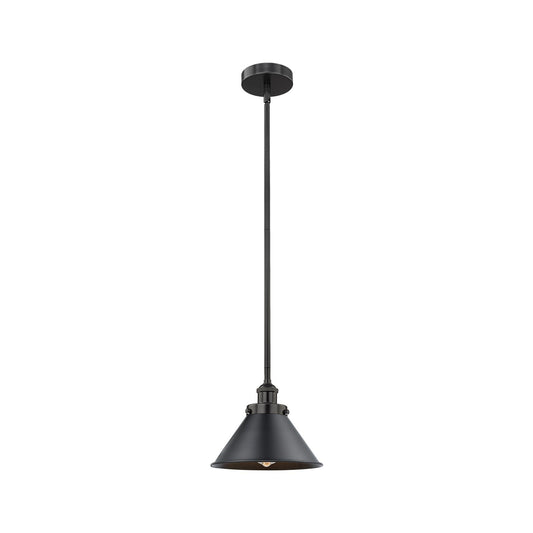 Innovations Briarcliff 10in 1-Light Mini Pendant | Industrial Matte Black Steel and Cast Brass with Matte Black Metal Shade | Model 616-1SH-BK-M10-BK-LED