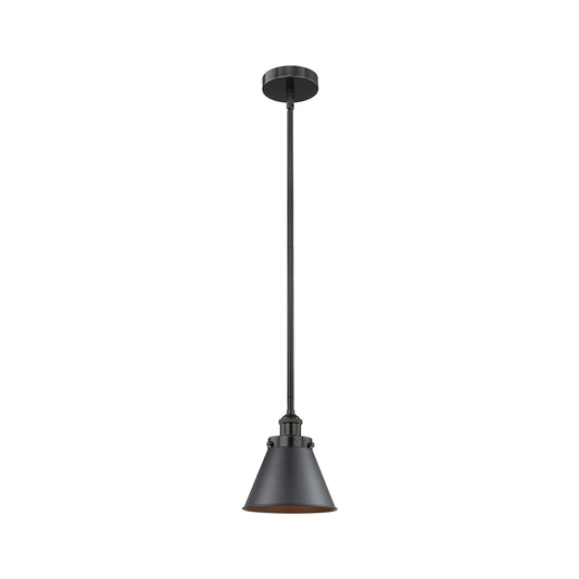 Innovations Appalachian 8in 1-Light Mini Pendant | Industrial Matte Black Steel and Matte Black Metal | Kitchen Island & Dining | Model 616-1SH-BK-M13-BK
