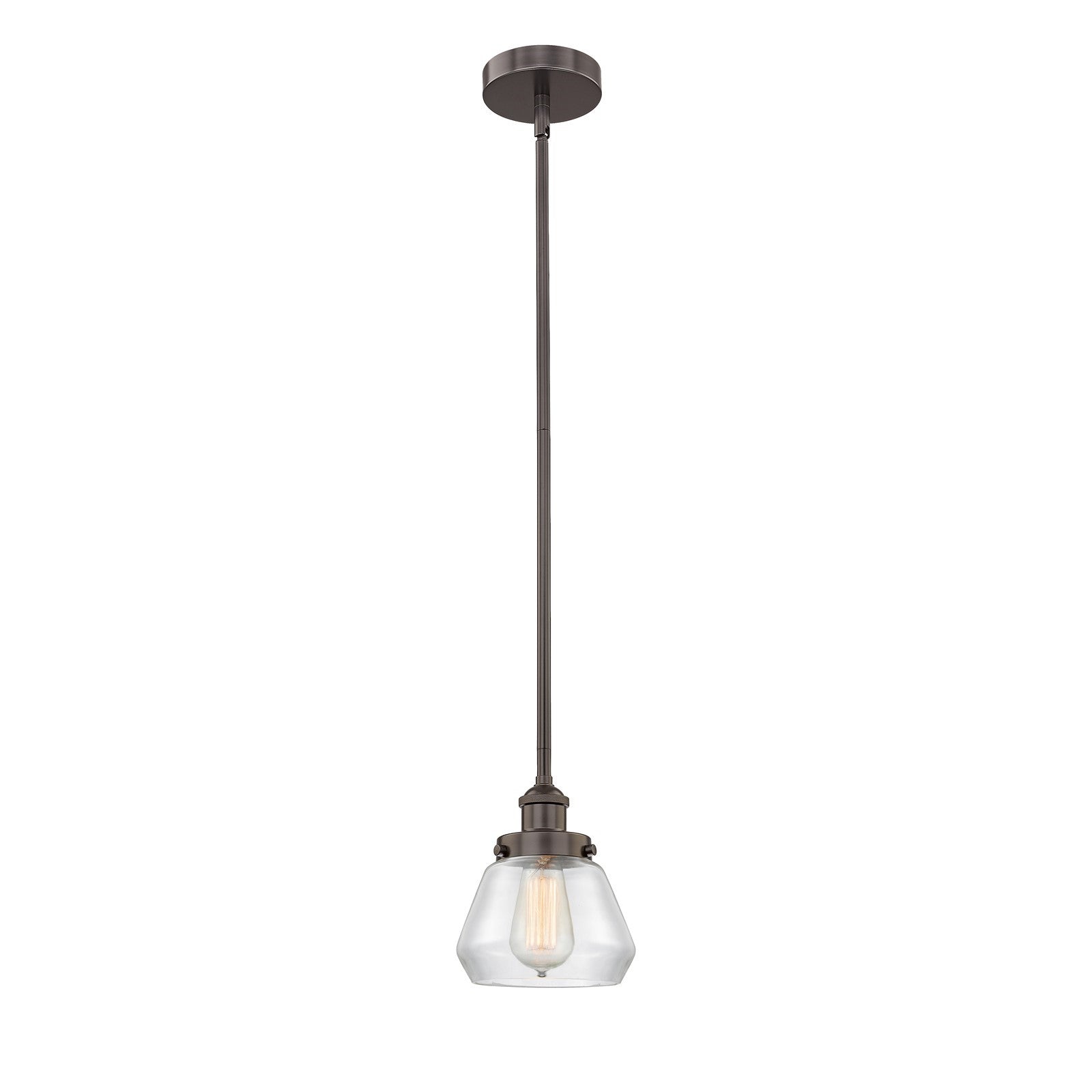 Innovations Fulton 7in 1-Light Mini Pendant | Industrial Oil Rubbed Bronze Steel and Clear Glass | Kitchen Island & Dining | Model 616-1SH-OB-G172-LED