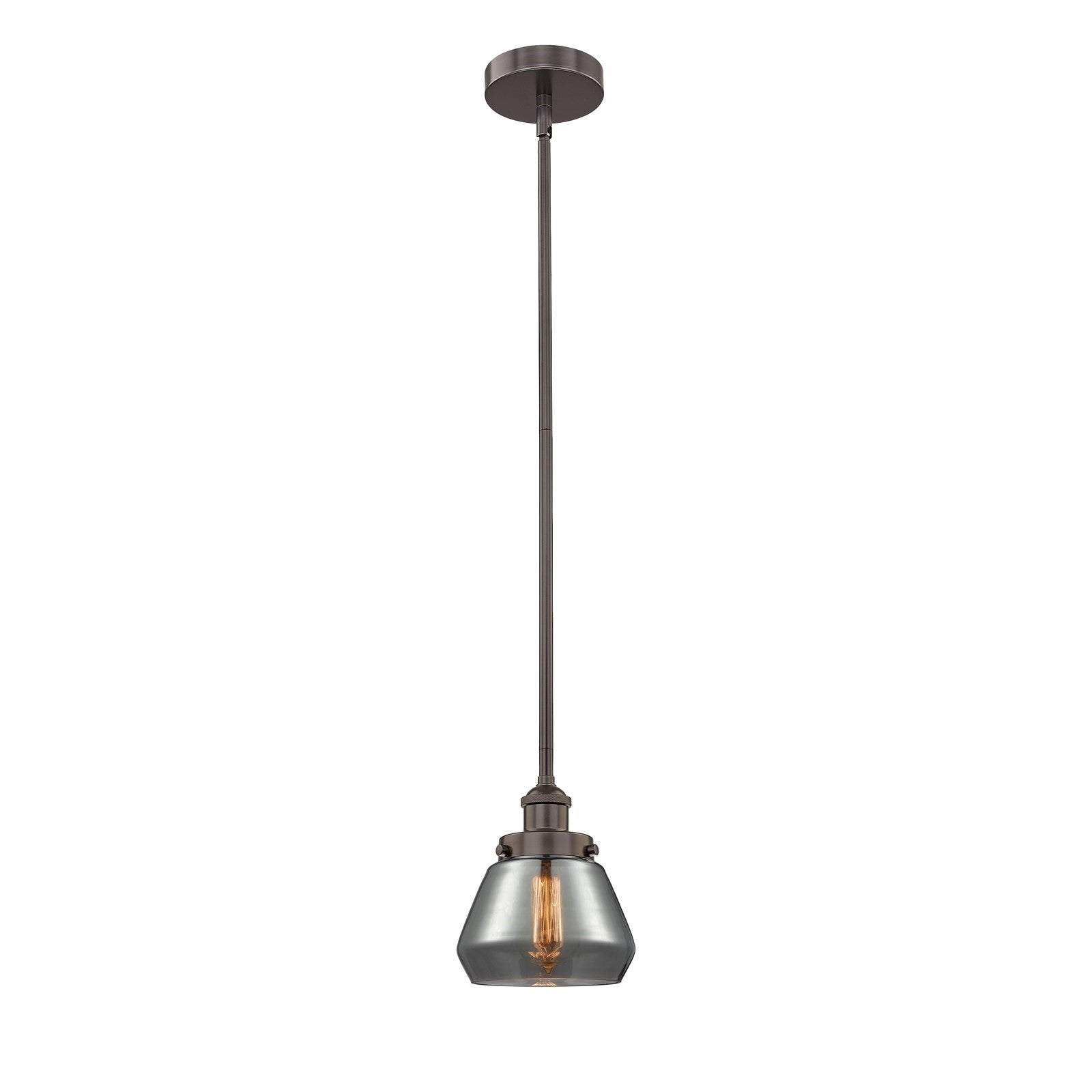 Innovations Fulton 7in 1-Light Mini Pendant | Industrial Oil Rubbed Bronze and Light Smoke Glass | Kitchen Island | 7 x 7 x 8 in | Model 616-1SH-OB-G173