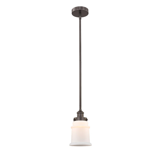 Innovations Canton 6in 1-Light Mini Pendant | Industrial Oil Rubbed Bronze Steel and Matte White Frosted Glass | Kitchen Island & | Model 616-1SH-OB-G181