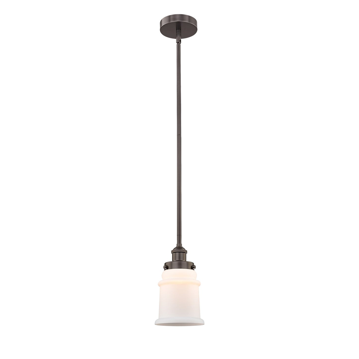 Innovations Canton 6in 1-Light Mini Pendant | Industrial Oil Rubbed Bronze Steel and Matte White Frosted Glass | Kitchen | Model 616-1SH-OB-G181-LED