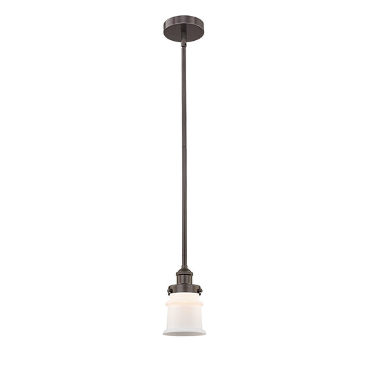 Innovations Canton 5.25in 1-Light Mini Pendant | Industrial Oil Rubbed Bronze Steel and Matte White Frosted Glass | Kitchen | Model 616-1SH-OB-G181S-LED