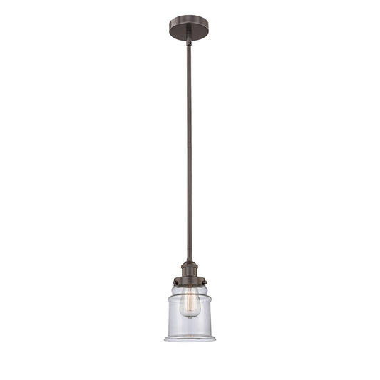 Innovations Canton 6in 1-Light Mini Pendant | Industrial Oil Rubbed Bronze Steel and Clear Glass | Kitchen Island & Dining Room | Model 616-1SH-OB-G182