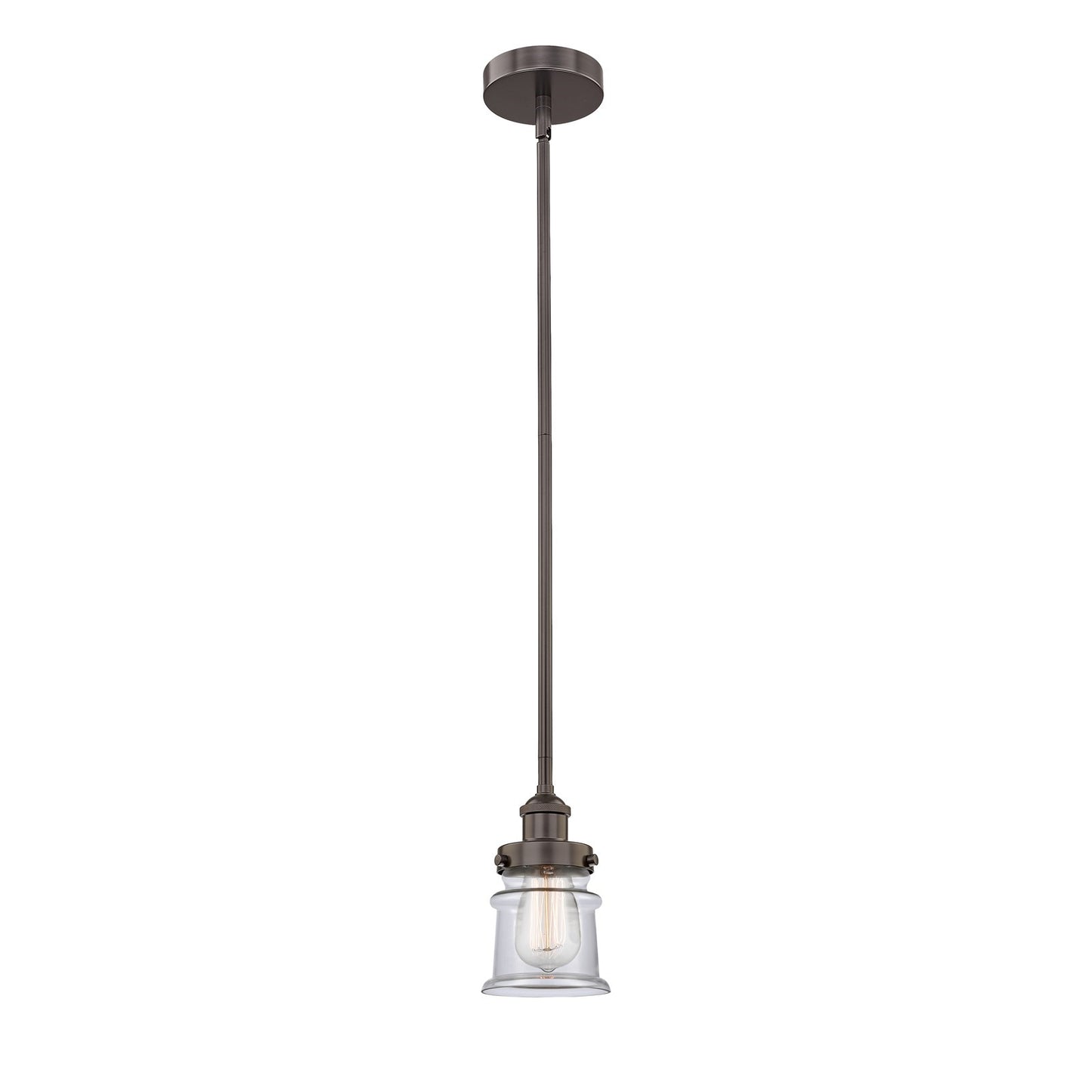 Innovations Canton 5.25in 1-Light Mini Pendant | Industrial Oil Rubbed Bronze Steel and Clear Glass | Kitchen Island & Dining | Model 616-1SH-OB-G182S