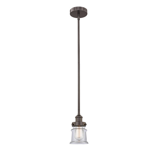 Innovations Canton 5.25in 1-Light Mini Pendant | Industrial Oil Rubbed Bronze Steel and Clear Glass | Kitchen Island & Dining | Model 616-1SH-OB-G182S-LED