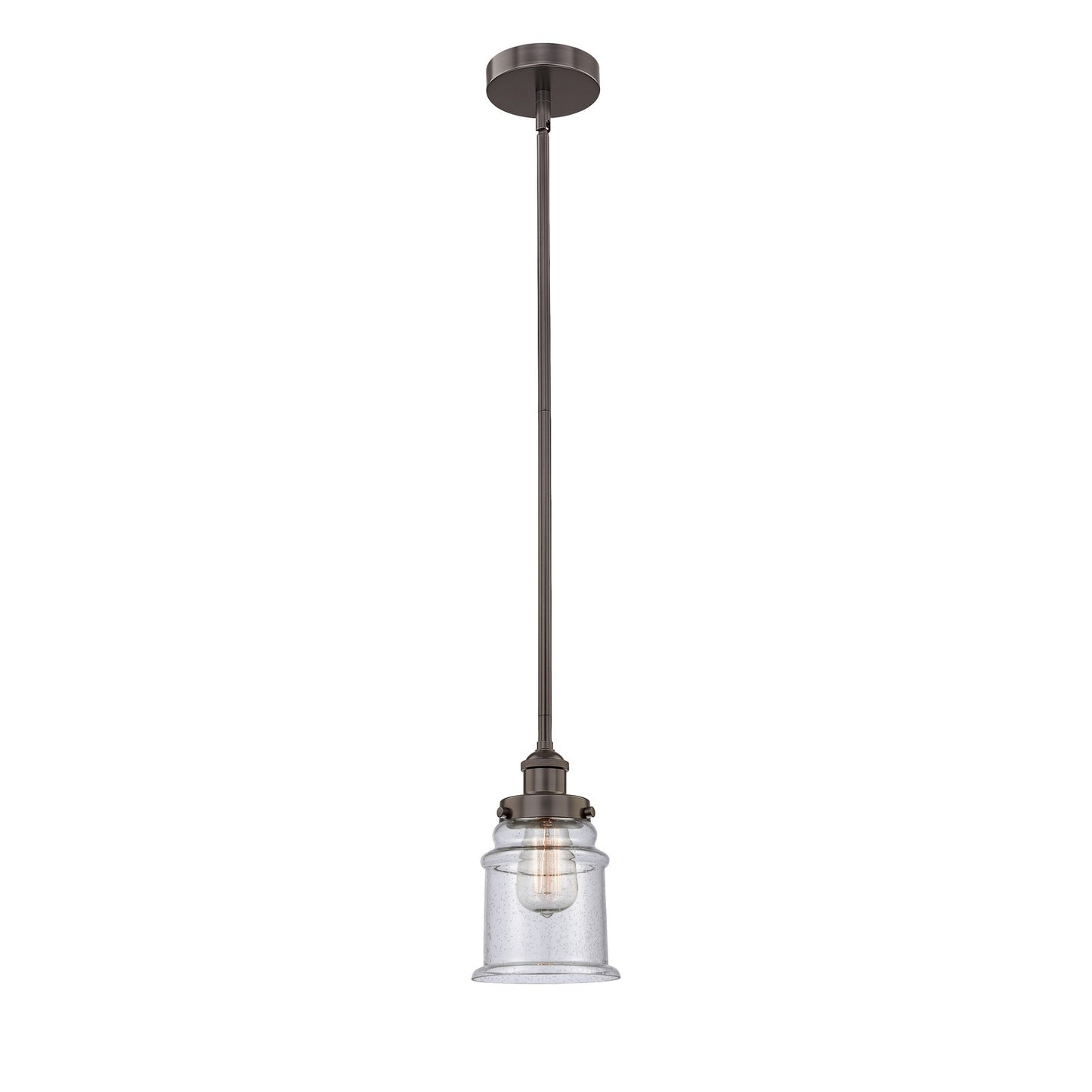 Innovations Canton 6in 1-Light Mini Pendant | Industrial Oil Rubbed Bronze Steel and Seedy Glass | Kitchen Island & Dining Room | Model 616-1SH-OB-G184
