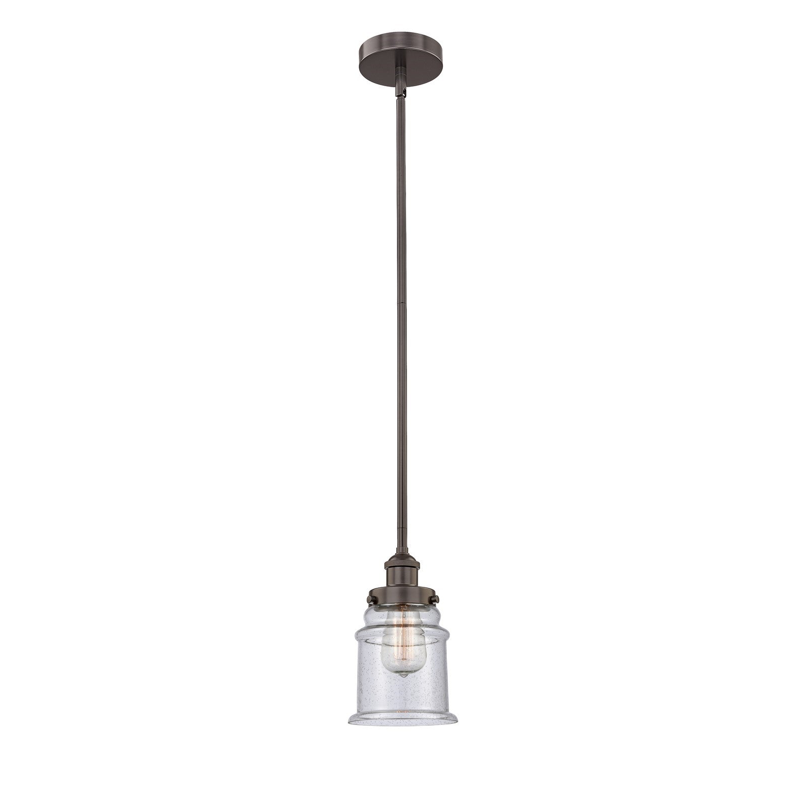 Innovations Canton 6in 1-Light Mini Pendant | Industrial Oil Rubbed Bronze Steel and Seedy Glass | Kitchen Island & Dining | Model 616-1SH-OB-G184-LED